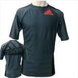 【SALE】adidas アディダス [Big Logo Light]  半袖ラッシュガード ダークグレー黒 [ad-rg-grappling-biglogo-ss-darkgybk]