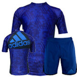 【SALE】adidas [Transition] 半袖ラッシュ 青/黒 +ショーツ セットアップ [ad-rgfs-transition-ss-setup-blbk]