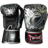 TWINS ボクシング グローブ 本革 Dragon Model 黒シルバー  [twins-gv-box-dragon-leather-bksv]