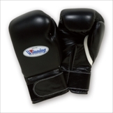 Winning ボクシンググローブ プロフェッショナルタイプ マジックテープ式 牛皮革 ブラック [wn-gv-box-pro-velcro-leather-bk]