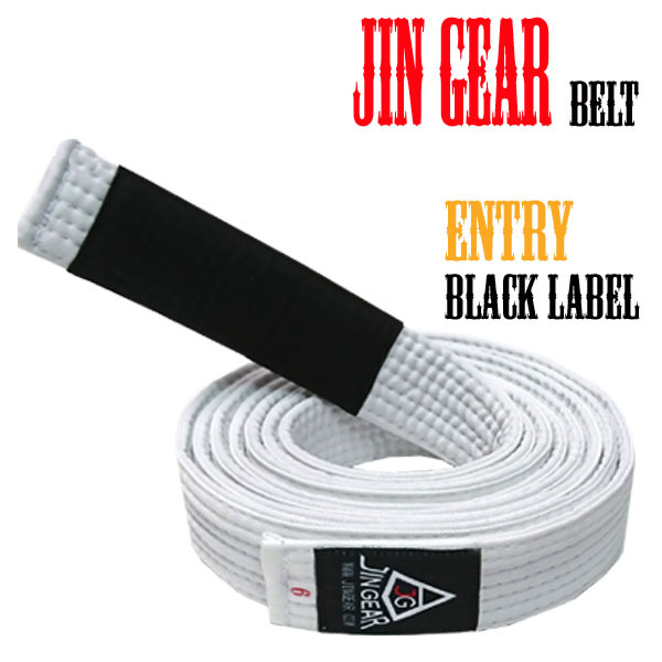 JIN GEAR 柔術帯 Entry (黒ラベル) Model 白[ryuko-bt-bktag-entry-wh]