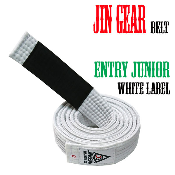 JIN GEAR 柔術帯 Entry Junior (白ラベル) Model 白[ryuko-bt-whtag-entry-junior-wh]