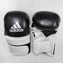 【NEW】adidas アディダス MMA パウンド グローブ 本革 Grappling Gloves 黒白 Black/White